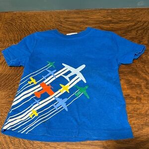 Hanna Andersson Royal Blue Tee with Colorful Airplane Graphic